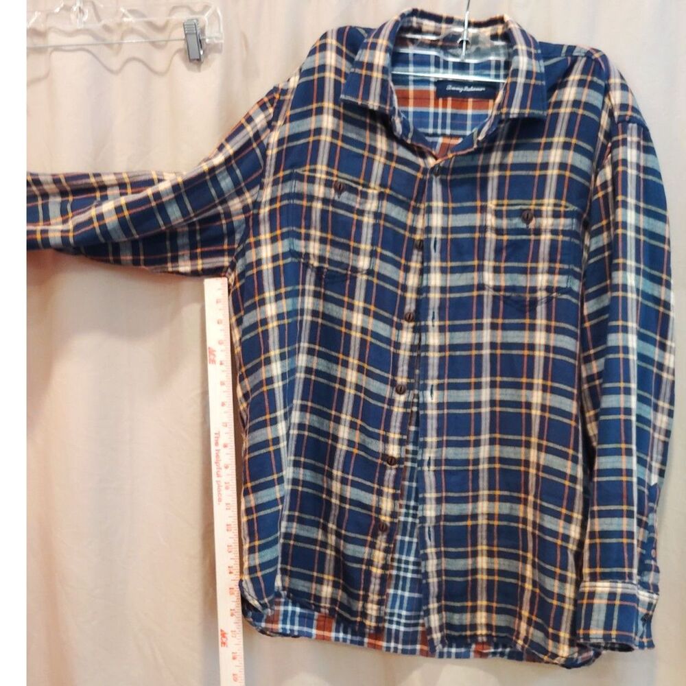 Tommy Bahama Men’s Plaid Flannel Button Down Shirt - Blue Orange - Size Medium